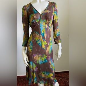 VINTAGE Betsy Johnson Dramatic Sheer all over Floral Dress, Medium
